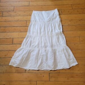 Woolworths Tiered White Prarie Style Maxi Skirt Women's 12